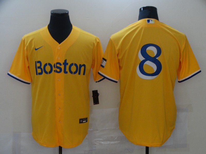 Men Boston Red Sox #8 No name Yellow Game 2021 Nike MLB Jerseys->miami heat->NBA Jersey